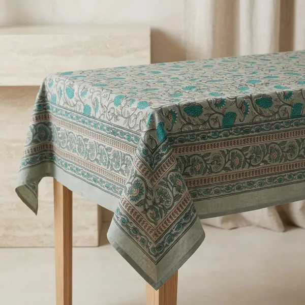 Hand_Block_Print_Cotton_Tablecloth:_Indian_Floral_Design