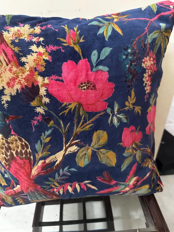 Velvet_Pillow_Cover_Of_Blue_Bird_Print,_Can_Be_Customize_Any_Size