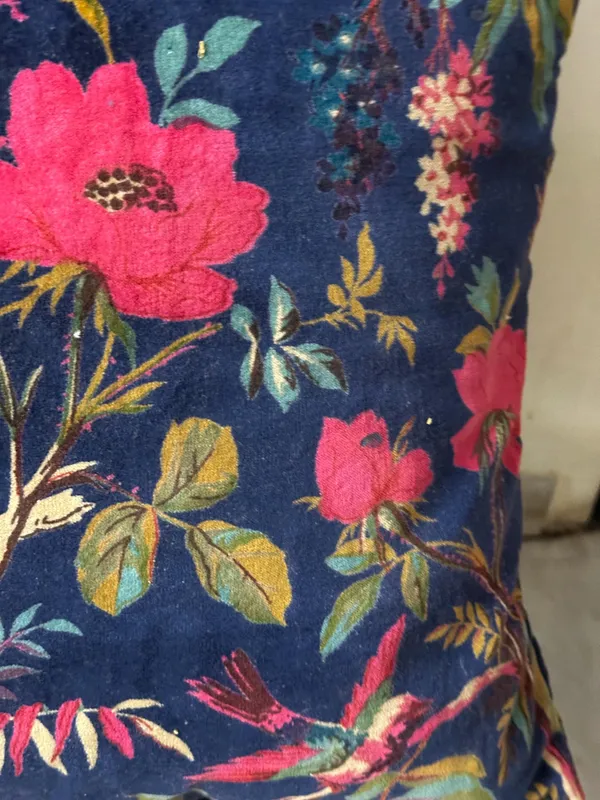 Velvet_Pillow_Cover_Of_Blue_Bird_Print,_Can_Be_Customize_Any_Size