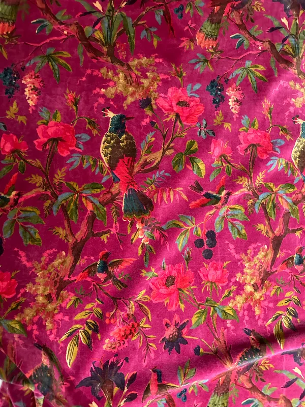 Luxury_Cotton_Velvet_Fabric:_Bird_Print_Upholstery,_Home_Decor_By_The_Yard