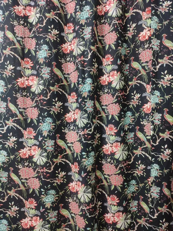 Peacock_&_Wildflower_Cotton_Curtain_Set:_Tropical_Print_Drapes