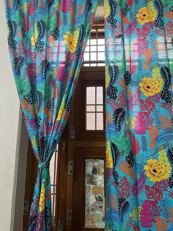 Tropical_Turquoise_Cotton_Curtain_Set:_Boho_Floral_Drapes