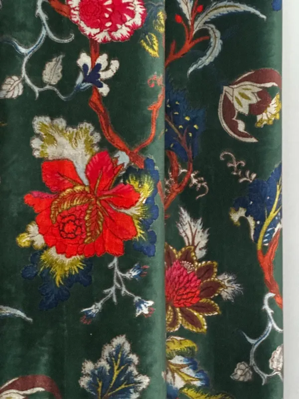 Floral_Moss_Green_Velvet_Curtain:_Boho_Luxury_Drapes_(Set_Of_Two)