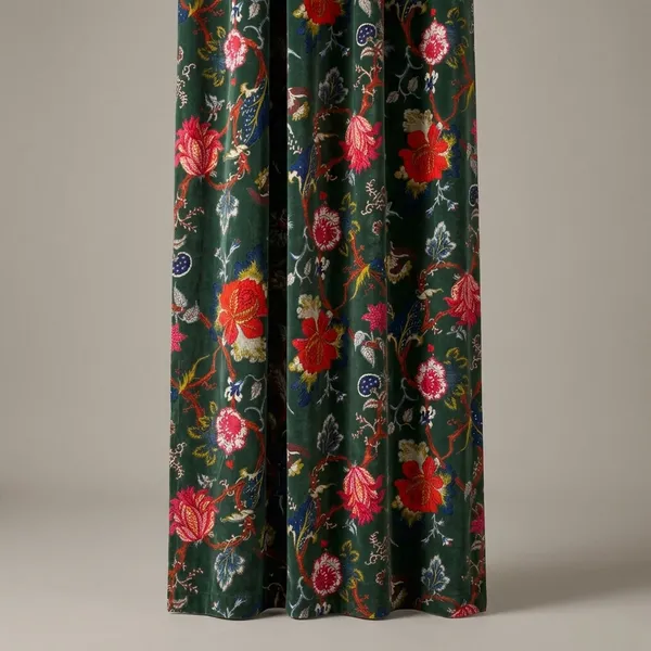 Floral_Moss_Green_Velvet_Curtain:_Boho_Luxury_Drapes_(Set_Of_Two)