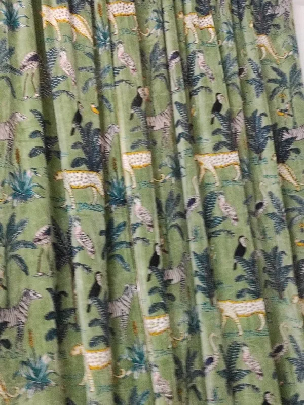 Vintage_Cotton_Velvet_Curtain:_Sage_Green_Jungle_Print_Boho_Drapes