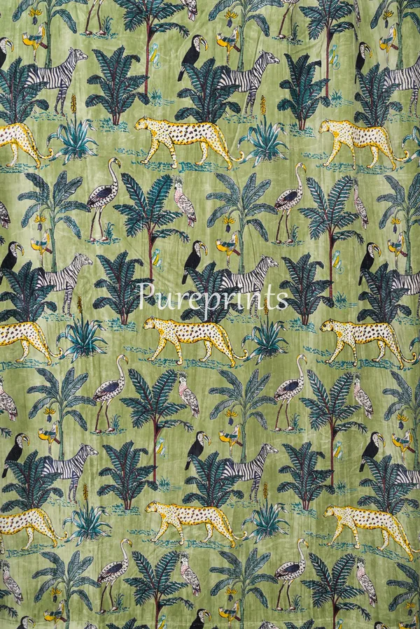 Vintage_Cotton_Velvet_Curtain:_Sage_Green_Jungle_Print_Boho_Drapes