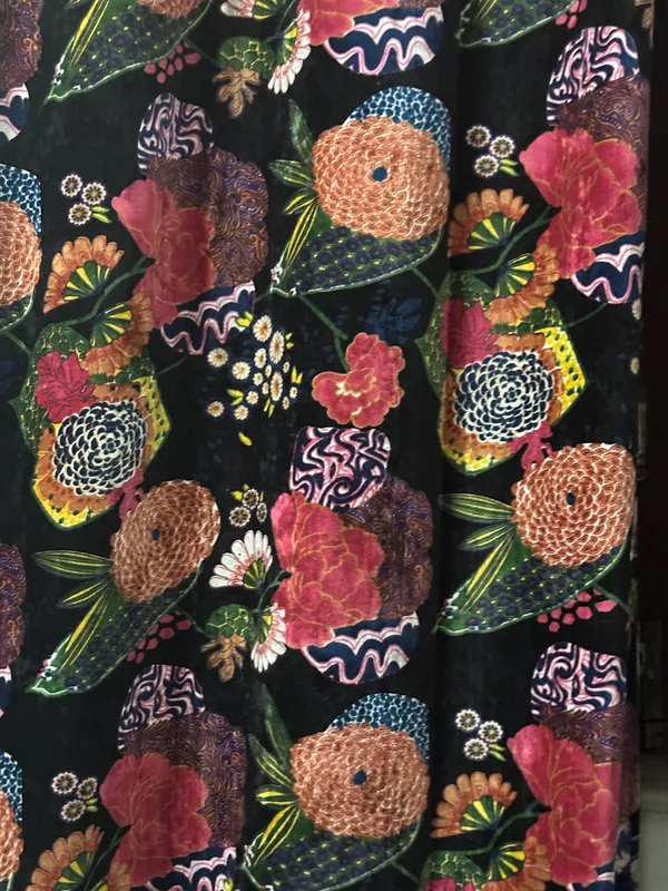 Vintage_Style_Cotton_Velvet_Curtain:_Black_Fruit_Print_Boho_Drapes