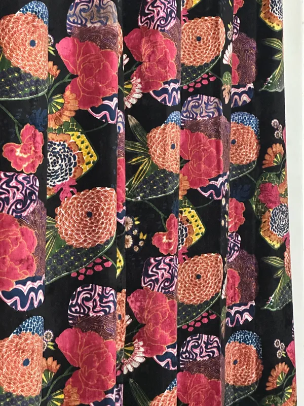 Vintage_Style_Cotton_Velvet_Curtain:_Black_Fruit_Print_Boho_Drapes