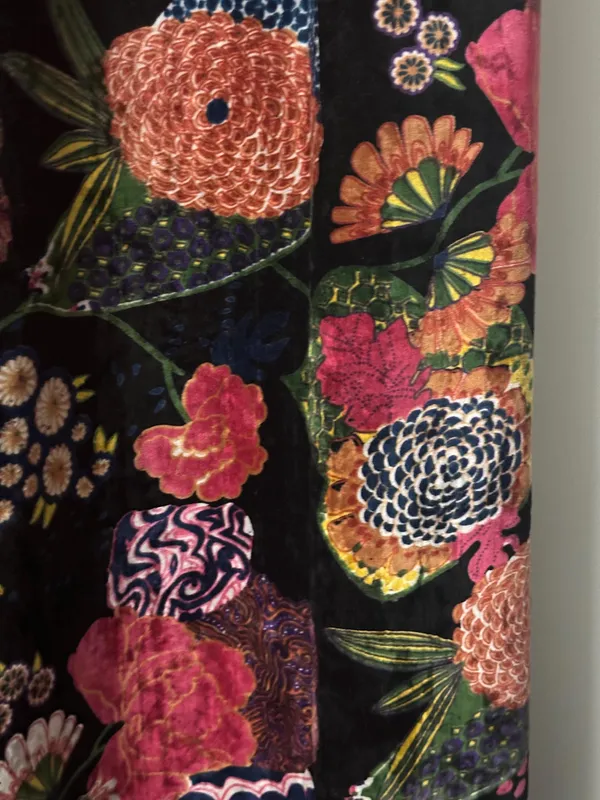 Vintage_Style_Cotton_Velvet_Curtain:_Black_Fruit_Print_Boho_Drapes