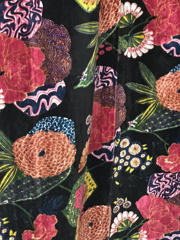 Vintage_Style_Cotton_Velvet_Curtain:_Black_Fruit_Print_Boho_Drapes
