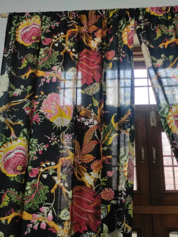 Black_Floral_Cotton_Curtain_Panels:_Boho_Style_Drapes_With_Tie_Backs