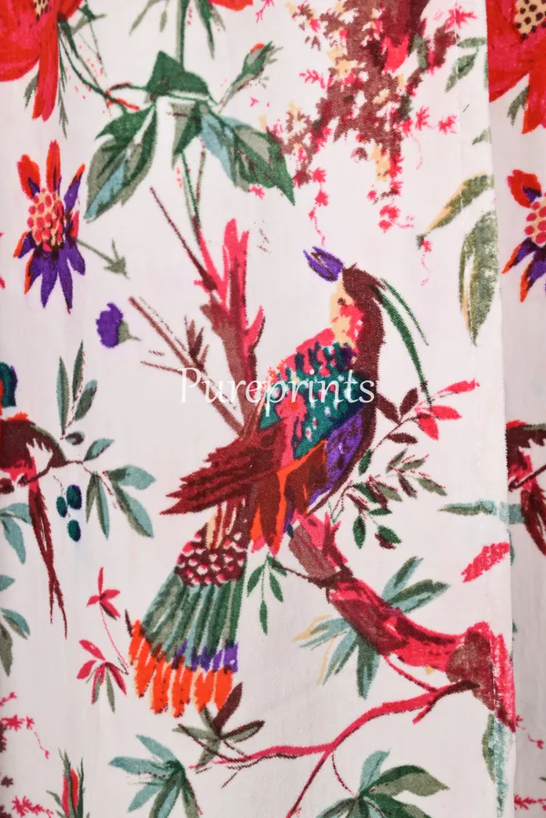 Vintage_Style_Bird_Print_Cotton_Velvet_Curtain:_Boho_Window_Panel