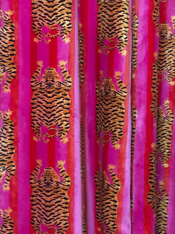 Tiger_Art_Print_Velvet_Curtains:_Pink_&_Coral_Boho_Drapes_-_Custom_Size