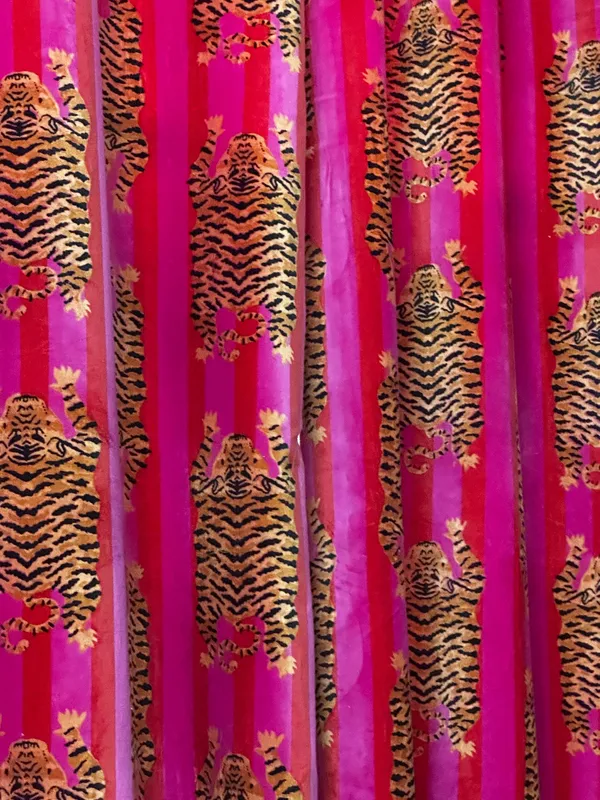 Tiger_Art_Print_Velvet_Curtains:_Pink_&_Coral_Boho_Drapes_-_Custom_Size