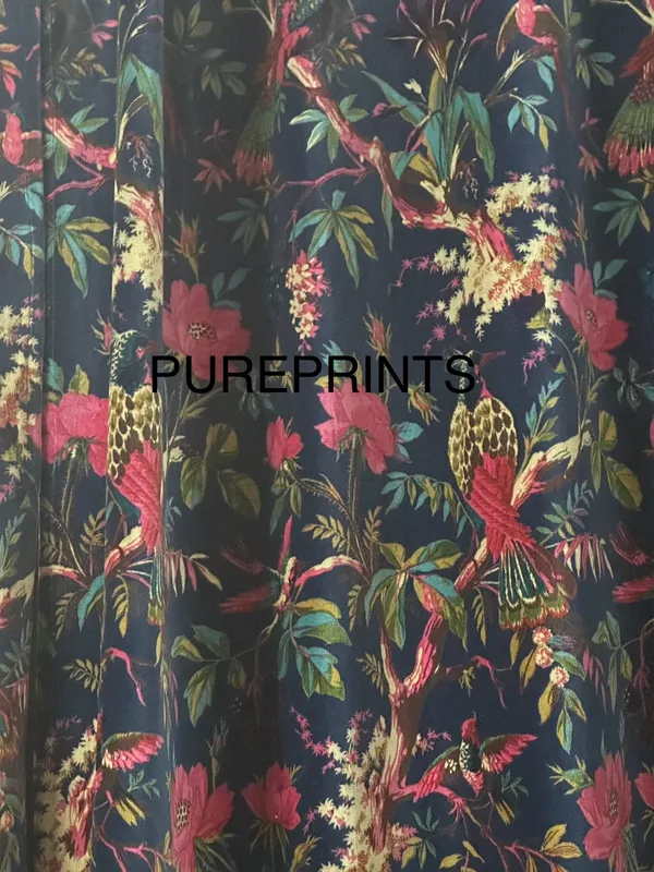 Royal_Navy_Blue_Velvet_Curtain:_Bird_Print_Boho_Drapes