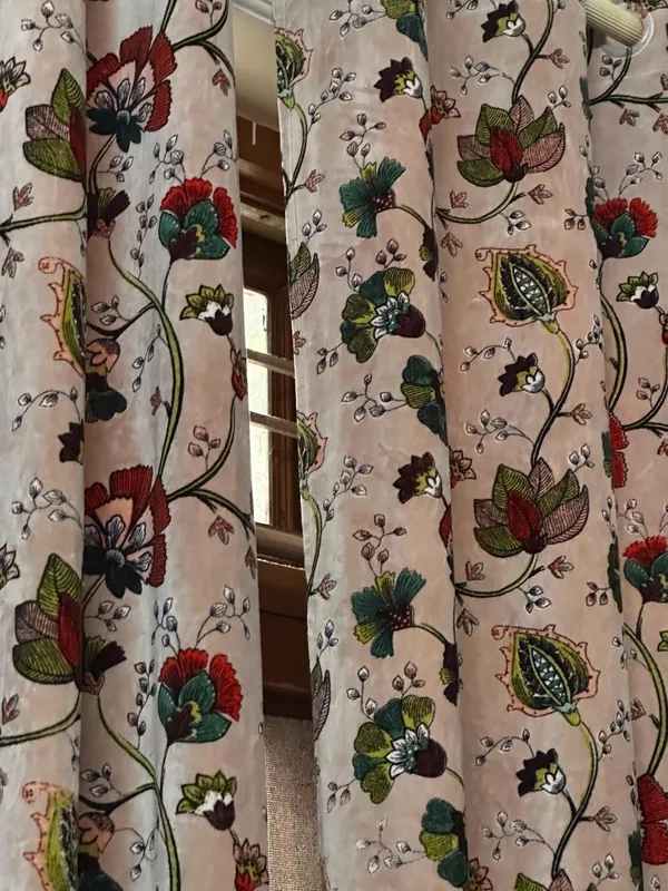 Custom_Size_Printed_Cotton_Velvet_Curtains_-_Botanical_Floral_Drapes_In_Rose_&_Moss_-_Vintage_Style_Luxury_Window_Treatments_Single_Or_Pair