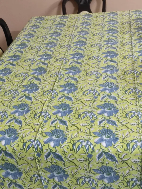 Hand-Stamped_Cotton_Tablecloth_€“_Lime_Green_Indigo_Floral_Vine_Design_(60"X90")