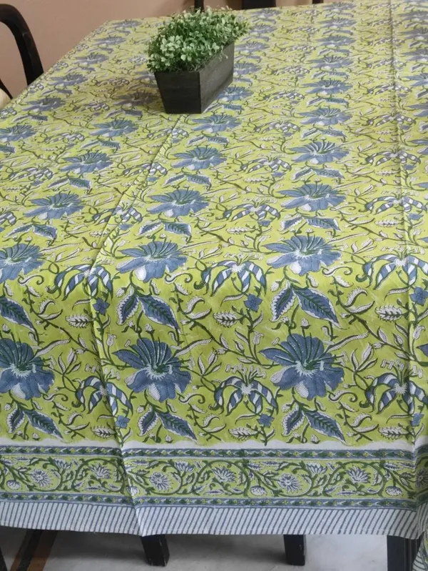Hand-Stamped_Cotton_Tablecloth_€“_Lime_Green_Indigo_Floral_Vine_Design_(60"X90")