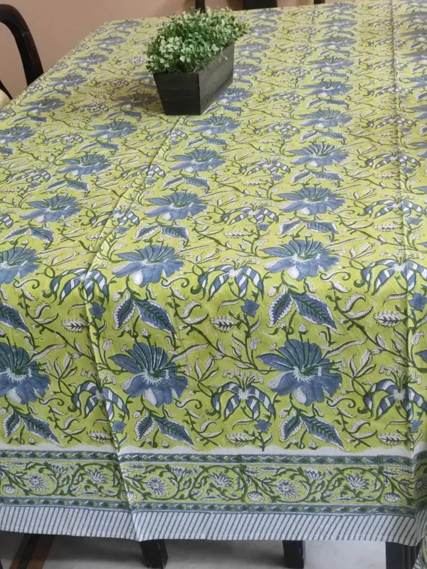 Hand-Stamped_Cotton_Tablecloth_€“_Lime_Green_Indigo_Floral_Vine_Design_(60"X90")