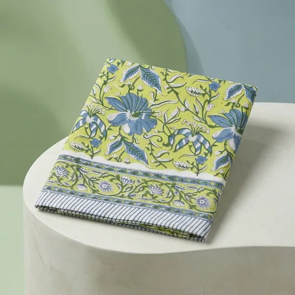 Hand-Stamped_Cotton_Tablecloth_€“_Lime_Green_Indigo_Floral_Vine_Design_(60"X90")