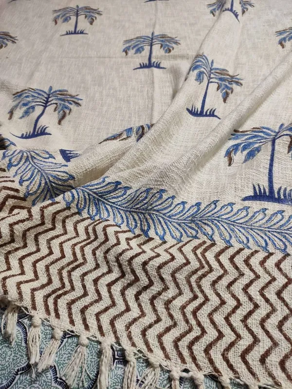Hand_Woven_Mud_Cloth_Throw_Blanket:_Indigo_Print,_Boho_Tassels