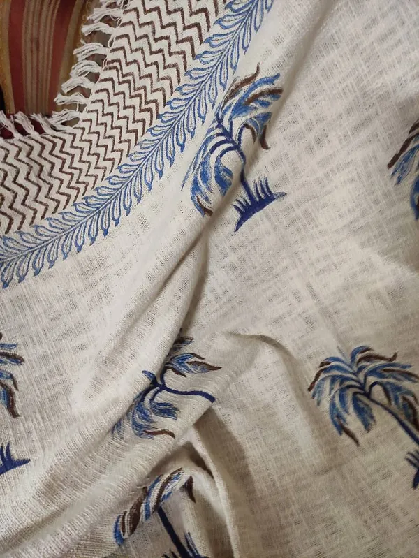 Hand_Woven_Mud_Cloth_Throw_Blanket:_Indigo_Print,_Boho_Tassels