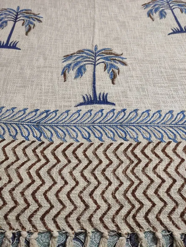 Hand_Woven_Mud_Cloth_Throw_Blanket:_Indigo_Print,_Boho_Tassels