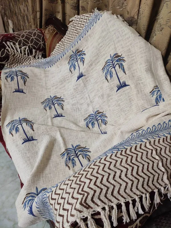 Hand_Woven_Mud_Cloth_Throw_Blanket:_Indigo_Print,_Boho_Tassels