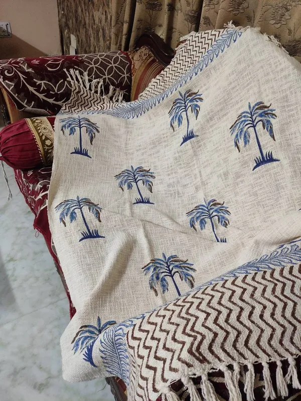 Hand_Woven_Mud_Cloth_Throw_Blanket:_Indigo_Print,_Boho_Tassels