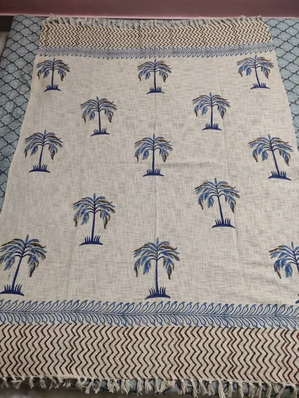 Hand_Woven_Mud_Cloth_Throw_Blanket:_Indigo_Print,_Boho_Tassels