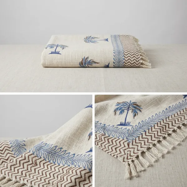 Hand_Woven_Mud_Cloth_Throw_Blanket:_Indigo_Print,_Boho_Tassels