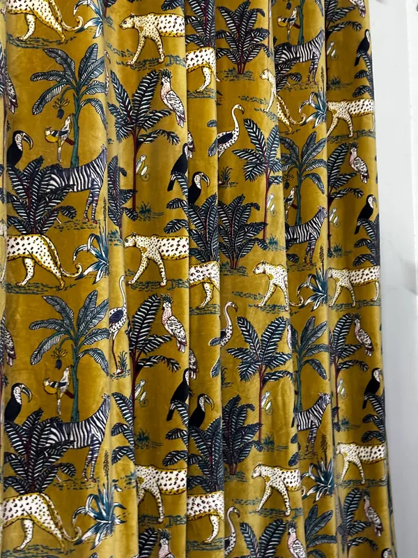 Velvet_Forest_Print_Curtain_Popcorn_Yellow_Boho_Drapes