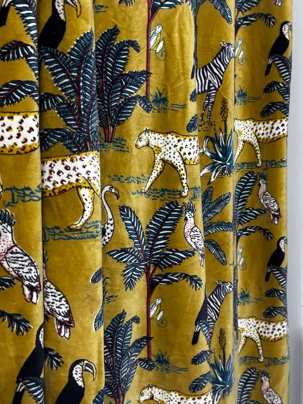 Velvet_Forest_Print_Curtain_Popcorn_Yellow_Boho_Drapes