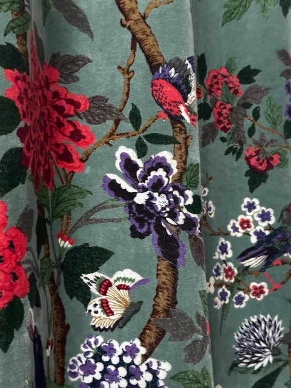 Vintage_Style_Velvet_Curtain:_Sage_Green_Bird_Print,_Boho_Drapes