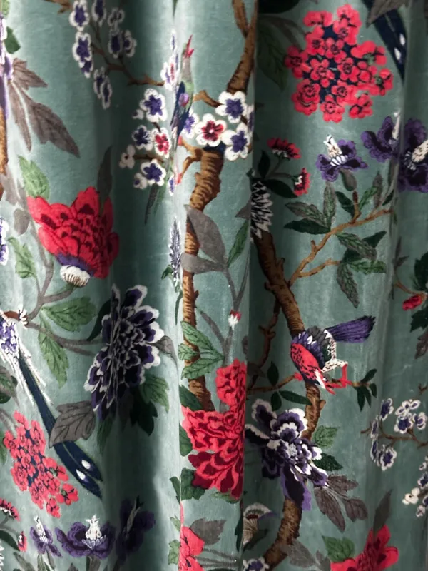 Vintage_Style_Velvet_Curtain:_Sage_Green_Bird_Print,_Boho_Drapes