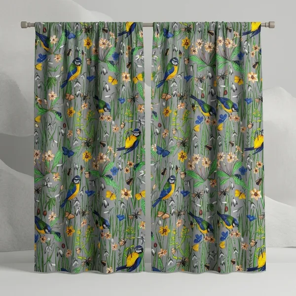 Bird_Print_Cotton_Curtain_Panels:_Grey_Boho_Drapes,_Set_Of_2_Panel