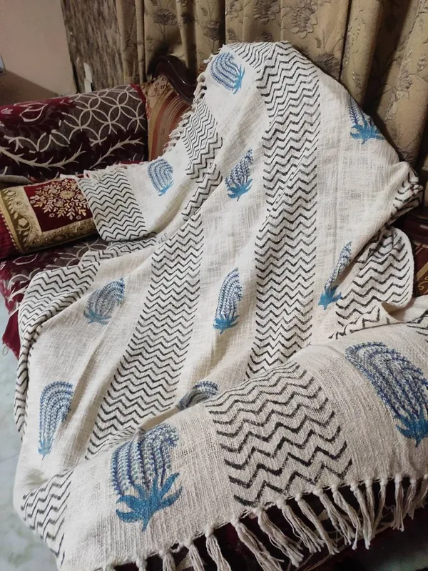 Hand_Woven_Mud_Cloth_Throw_Blanket:_Natural_Hand_Printed_Cotton,_Boho_Tassels