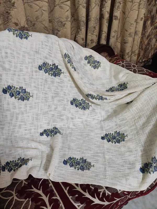 Hand_Woven_Mud_Cloth_Throw_Blanket:_Olive_Green_Block_Print_With_Tassels