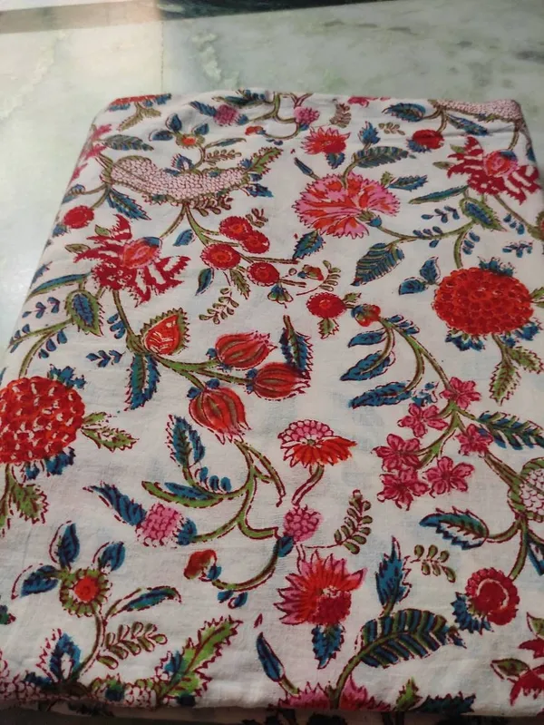 Hand_Block_Cotton_Print_Fabric:_Floral_Dressmaking_Material