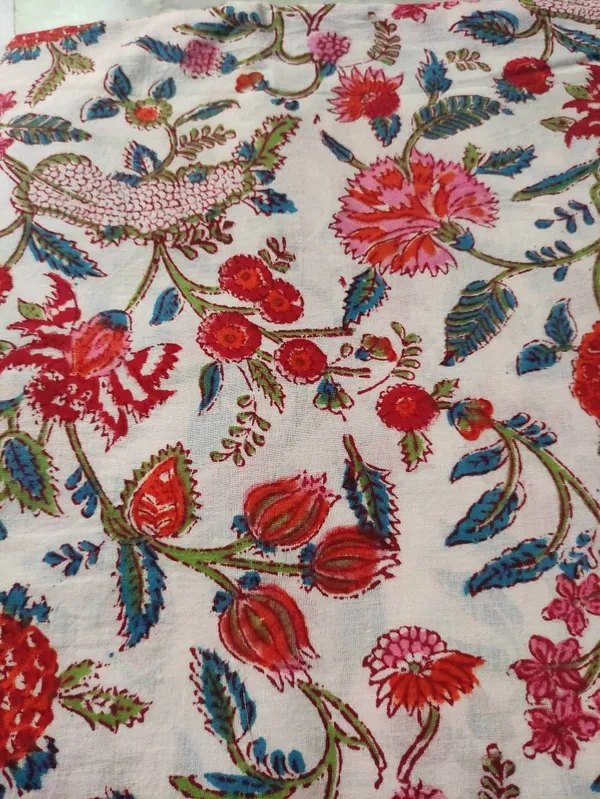 Hand_Block_Cotton_Print_Fabric:_Floral_Dressmaking_Material