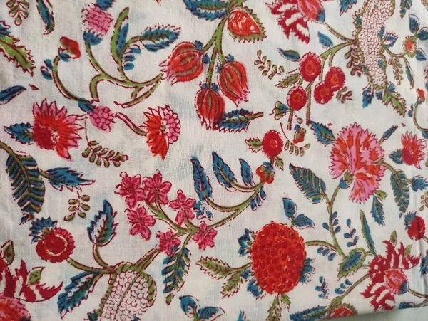 Hand_Block_Cotton_Print_Fabric:_Floral_Dressmaking_Material