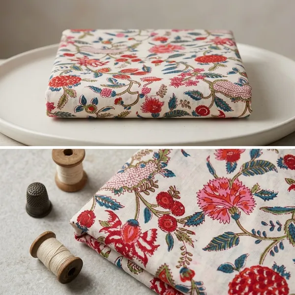 Hand_Block_Cotton_Print_Fabric:_Floral_Dressmaking_Material