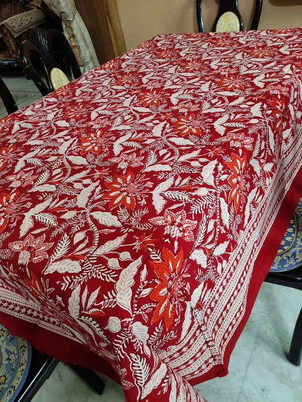 Hand_Block_Print_Tablecloth:_Floral_Cotton_Farmhouse_Table_Cover