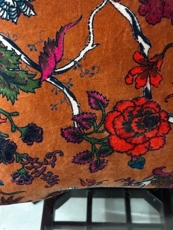 Floral_Velvet_Pillow_Cover:_Burnt_Orange_Rust_Accent_Pillow