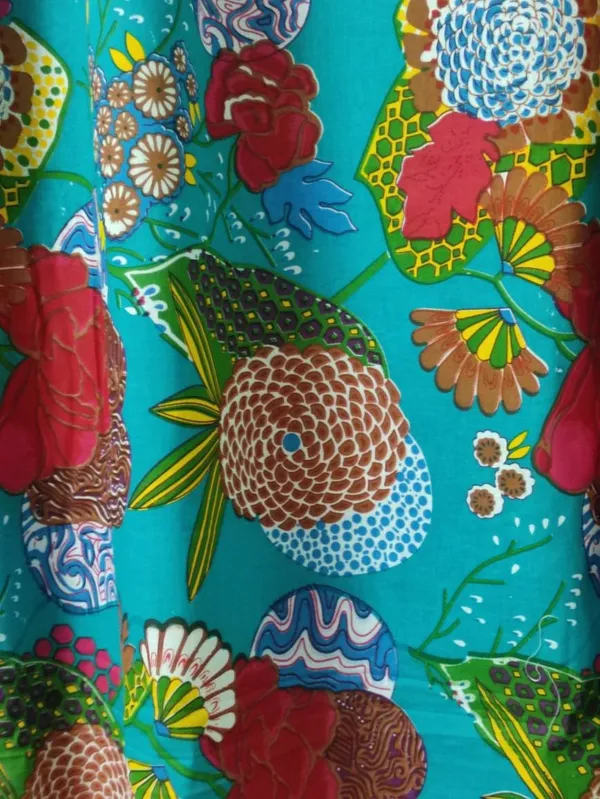 Teal_Blue_Floral_Print_Cotton_Curtain_Set:_Boho_Window_Drapes