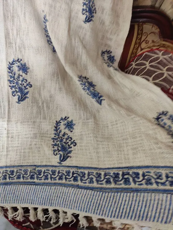 Hand_Woven_Mud_Cloth_Throw_Blanket:_Indigo_Floral_Print,_Boho_Tassels