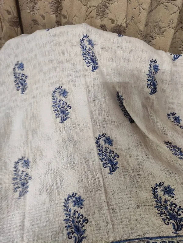 Hand_Woven_Mud_Cloth_Throw_Blanket:_Indigo_Floral_Print,_Boho_Tassels
