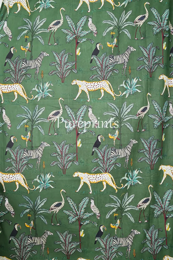 Tiger_Print_Cotton_Curtain_Set:_Green_Bohemian_Semi_Sheer_Drapes
