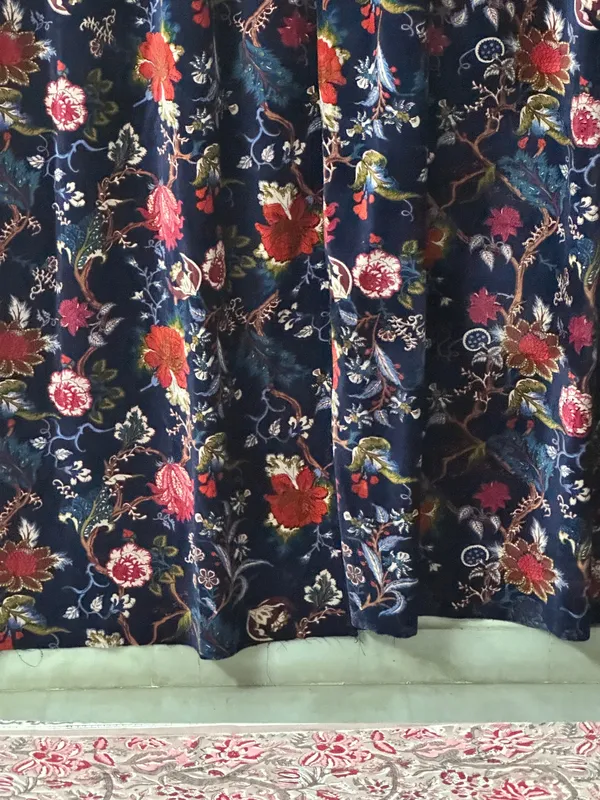 Floral_Cotton_Velvet_Curtain:_Ultra_Blue_Boho_Drapes,_Custom_Size