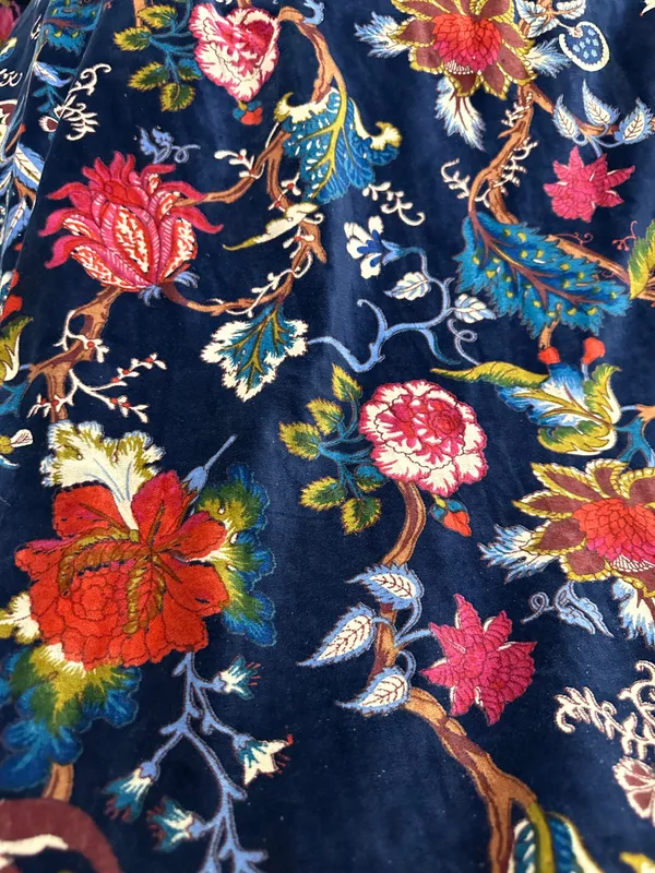 Floral_Cotton_Velvet_Curtain:_Ultra_Blue_Boho_Drapes,_Custom_Size